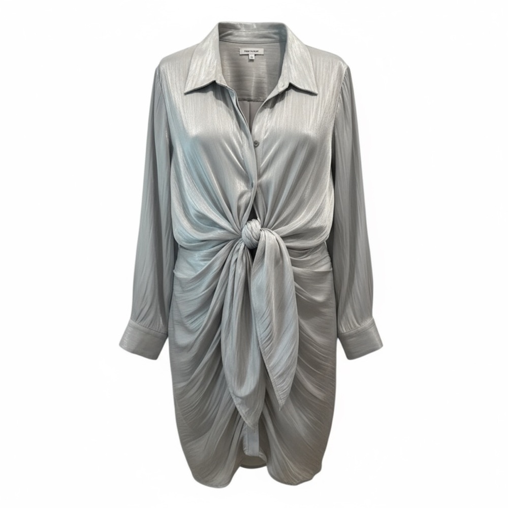 Good American Metallic Silver Knot Blouse
